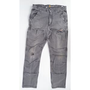 Carhartt Rugged Flex Work Pants 32x32 Gray Distressed Relaxed Fit Carpenter